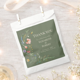 Wildblumen für die Sage Green Watercolor Geschenktütchen