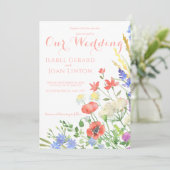 Wildblumen für Hochzeiten Einladung (Stehend Vorderseite)