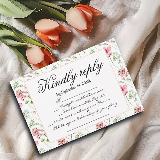 Wildblumen für Hochzeiten RSVP Karte