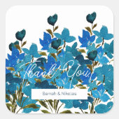 Wildblumen für künstlerisch blaues Wasser Mit Mono Quadratischer Aufkleber (Vorderseite)