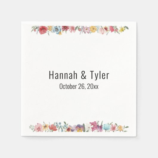 Wildblumen für mehrfarbige Wasserfarben Personalis Serviette (Vorderseite)