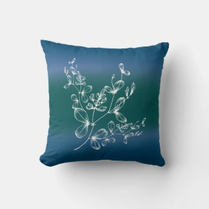 Wildblumen für Navy und Green Watercolor Weitläufi Kissen