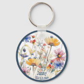 Wildblumen für personalisierte Hochzeitsfeier Schlüsselanhänger (Vorderseite)