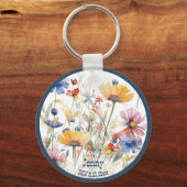 Wildblumen für personalisierte Hochzeitsfeier Schlüsselanhänger (Rückseite)