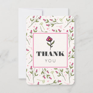 Wildblumen für rosa und grüne lange Steppe Vielen Dankeskarte