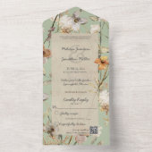 Wildblumen für Sage Green mit QR-Code All In One Einladung (Innen Boden)