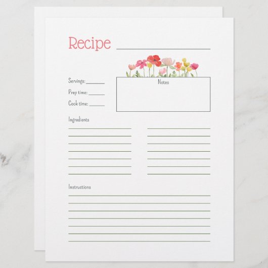 Wildblumen für Wasserfarben (Vorne/Hinten)