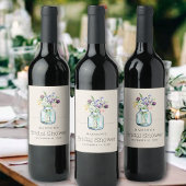 Wildblumen für Wasserfarben Linen Boho Brautparty Weinetikett