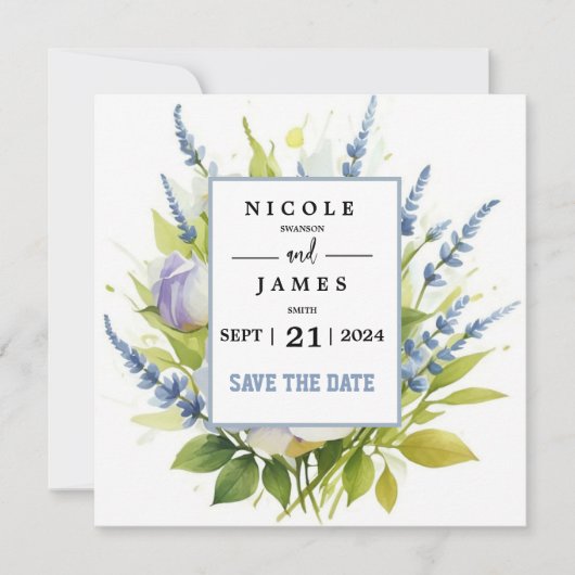 Wildblumen für Wasserfarben Save The Date (Vorderseite)