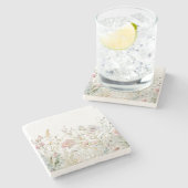 Wildblumen für Wasserfarben Steinuntersetzer (Seitenansicht)