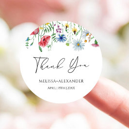 Wildblumen Garden Florals Wedding Runder Aufkleber