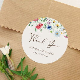 Wildblumen Garden Florals Wedge Beige Runder Aufkleber