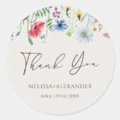 Wildblumen Garden Florals Wedge Beige Runder Aufkleber (Vorderseite)