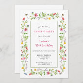 Wildblumen Garden Geburtstagsparty Einladung (Vorne/Hinten)