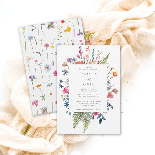 Wildblumen Garden Happy Colorful Modern Wedding Einladung