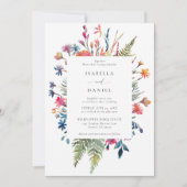 Wildblumen Garden Happy Colorful Modern Wedding Einladung (Vorderseite)