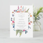 Wildblumen Garden Happy Colorful Modern Wedding Einladung (Stehend Vorderseite)