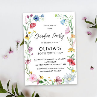 Wildblumen Garden Party Geburtstag Einladung