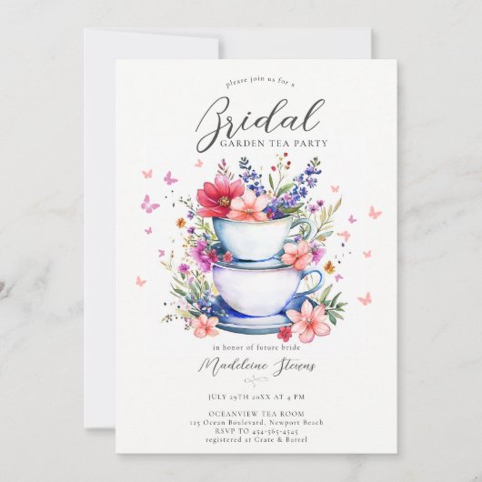 Wildblumen Garden Tee Brautparty Einladung (Vorderseite)