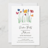 Wildblumen-Garten-Geburtstag Einladung (Vorderseite)