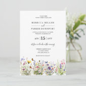 Wildblumen Garten Moderne Hochzeitseinladung Einladung (Stehend Vorderseite)