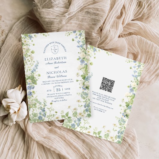 Wildblumen-Garten QR-Code Hochzeitseinladung Einladung