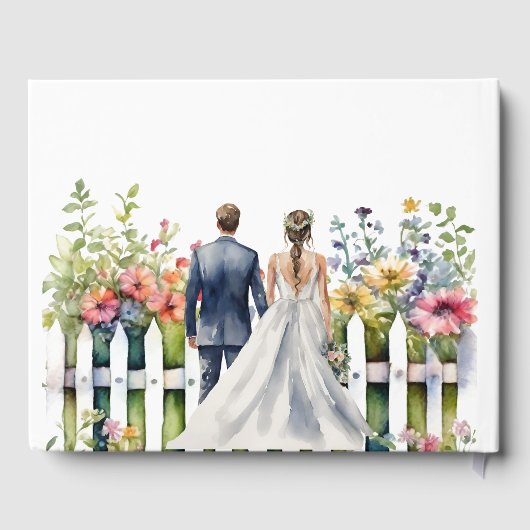 Wildblumen Gartengarten Hochzeit Gästebuch (Rückseite)