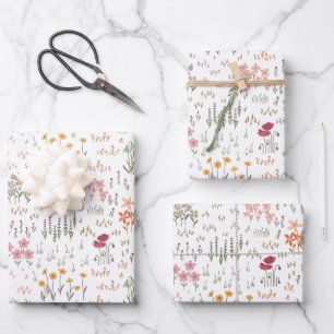 Wildblumen-Gartenmuster Geschenkpapier Set