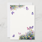Wildblumen Gartenschmetterlinge neutrale Babydusch Einladung (Rückseite)