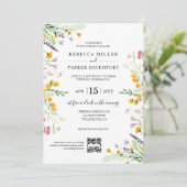 Wildblumen geben modernen Hochzeitsstichtencode Einladung (Stehend Vorderseite)