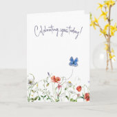 Wildblumen-Geburtstag mit Schmetterling Karte (Gelbe Blume)