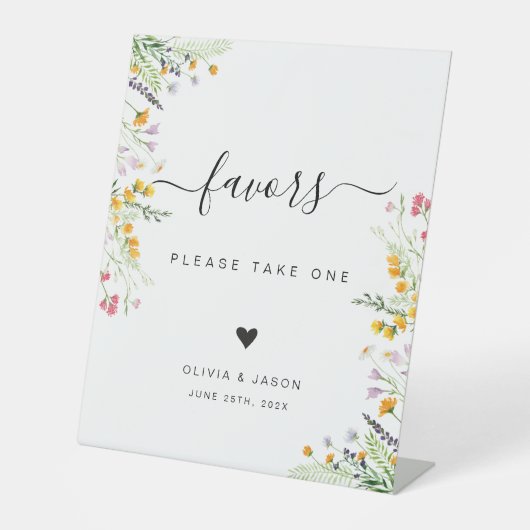 Wildblumen Geburtstagsfavorisierte Unterschrift Sockelschild (Vorderseite)