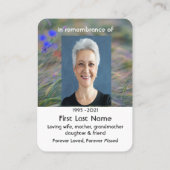 Wildblumen-Gedenktafel Visitenkarte (Rückseite)