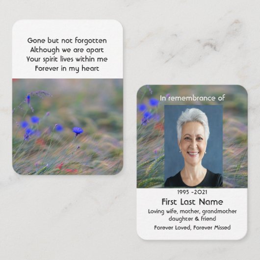 Wildblumen-Gedenktafel Visitenkarte (Vorne/Hinten)