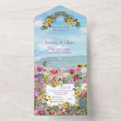 Wildblumen gegen einen blauen Himmel All In One Einladung (Innen Boden)