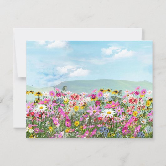 Wildblumen gegen einen blauen Himmel Einladung (Rückseite)