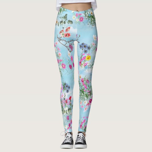 Wildblumen gegen einen blauen Himmel Leggings (Vorderseite)