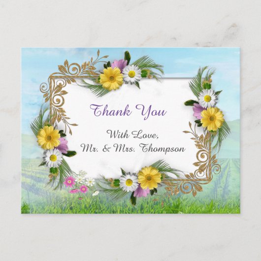 Wildblumen gegen einen blauen Himmel Postkarte (Vorderseite)