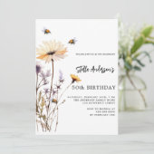 Wildblumen Gelb lila Geburtstag Einladung (Stehend Vorderseite)