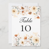 Wildblumen Gelbe beige Hochzeitskarte für Tischnum (Vorderseite)
