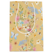 Wildblumen Gelbe Blütenbiene Schmetterling Dekoupa Mittlere Geschenktüte (Vorderseite)