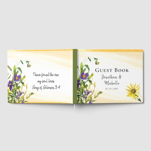 Wildblumen Gelbe Grüne Bibelverse Gästebuch (Voll)