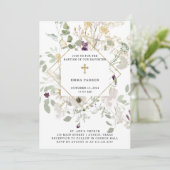 Wildblumen | Geometrische Taufe Einladung (Stehend Vorderseite)