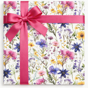 Wildblumen-Geschenkpapier, Lila Blumengebinde Geschenkpapier