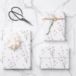 Wildblumen-Geschenkpapier-Set mit 3 flachen Bögen Geschenkpapier Set