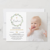 Wildblumen Girl Baptisse Celebration Foto Einladung (Vorderseite)