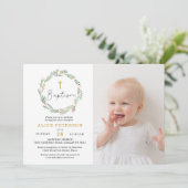 Wildblumen Girl Baptisse Celebration Foto Einladung (Stehend Vorderseite)