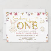 Wildblumen Girls Sonnen 1. Geburtstag Einladung (Vorderseite)