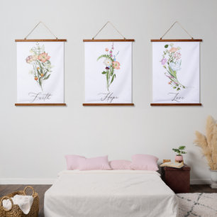 Wildblumen-Glaubens-Wandteppich Wandteppich Mit Holzrahmen