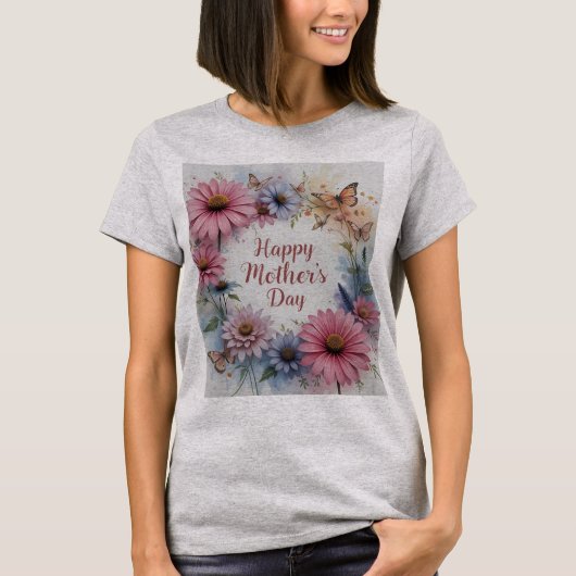 Wildblumen glücklich Muttertag T-Shirt (Vorderseite)